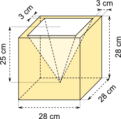 Würfel mit pyramidenförmiger Aushöhlung